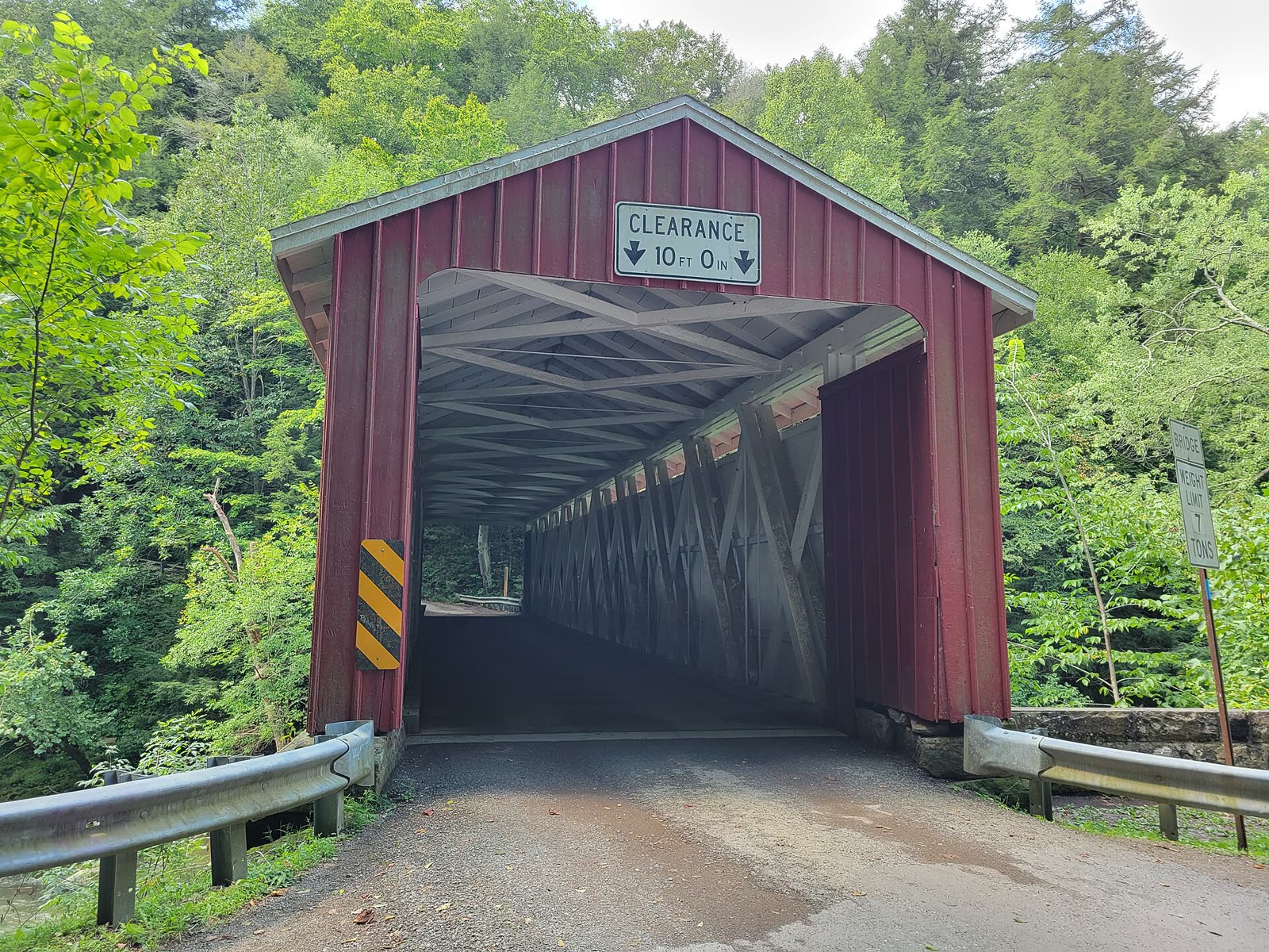 Red covered bridge on the road into McConnells Mill State Park